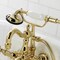 Kingston Brass CA1009T2 3-3/8" Tub Wall Mount Clawfoot Tub Faucet with Hand Shower, Polished Brass CA1009T2 - alternate 3